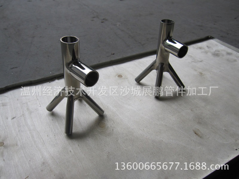 展鹏厂家加工定做机械配件与管道配件 卫生级不锈钢六通的专业制造商